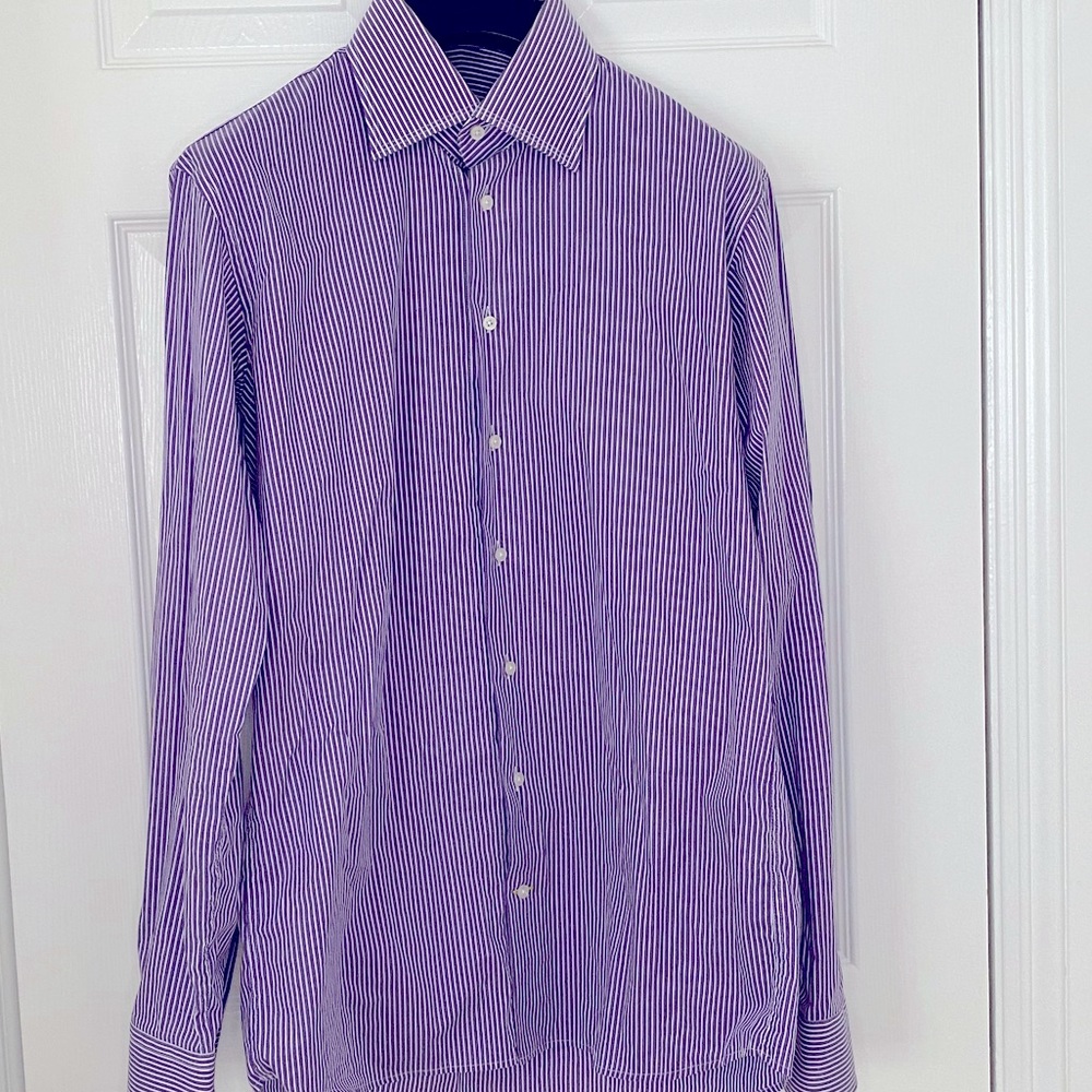Sy Devore purple shirt with optional French cuff